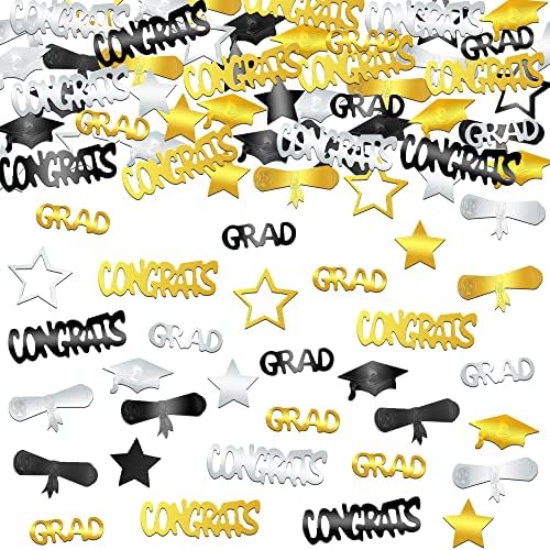 Katchon, Confetti de graduação em preto e dourado 2023 - pacote de 1000 | Parabéns Confetti 2023 para decorações