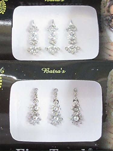 6 bindis 2 pacotes de jóias de face longa prateada Bollywood bindis/Índia Índia bindis/bindi adesivo/jóias