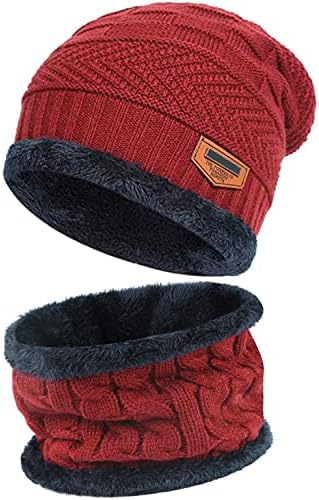 Hat de gorro de inverno feminino, lenço de chapéu de chapéu de malha quente, lã grossa de lã de inverno