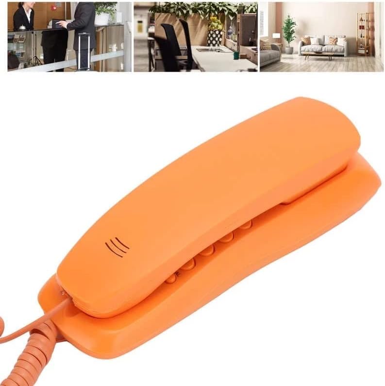 WYFDP Home Office Portátil Telefone fino de linha de mesa com fio único laranja laranja
