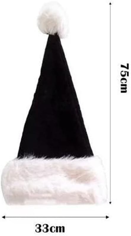 Eesll Papai Noel Hat preto luxuoso chapéu de pêlo branco traje de natal pom pom santa chapéu