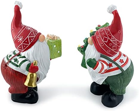Hodao 2pcs Decorações de Natal -3,85 h gnomos resina estatuetas de natal - pequenos mini -natal férias gnomos
