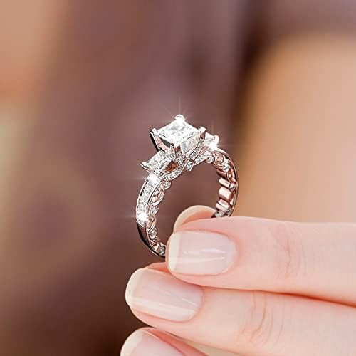 Anel de diamante popular requintado anel de jóias simples de moda acessórios populares pacote de prata anéis