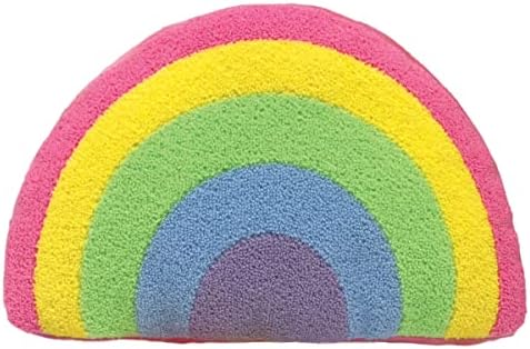 IsCream brilhante em forma de arco -íris de 17 x 12,5 travesseiro de sotaque chenille