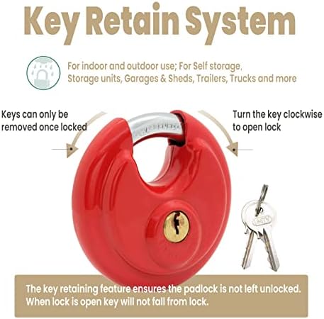 Padlock de disco vermelho 2-3/4 Lock de armazenamento próprio premium