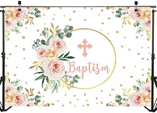 Mocsicka Baptismo Baby Churche Benydrop para meninas Cerimônia floral Decorações de batismo Deus