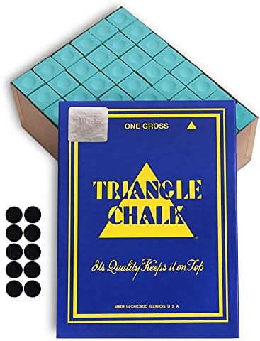 Triângulo Billiard Pool Cue Chalk - 1 Gross - 144 PCs - Feito nos EUA + 10 PCs de manchas de mesa de bilhar
