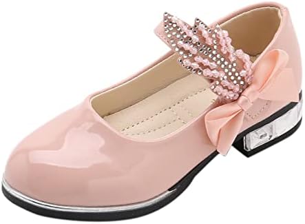 Sapatos de princesas da criança da criança, garotinhas, garotas, calcanhar de salto baixo, bowknot Sapatos