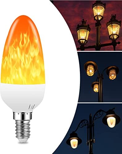Lâmpadas lideradas por candelabra, 3 modos lâmpada de chama LED Bulbo, 1300k Base de vela de vela