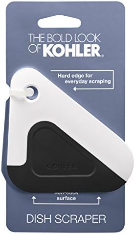 Kohler K-8624-0 Potão de cozinha e raspador de pratos, silicone e nylon, resistente ao calor, branco e carvão,