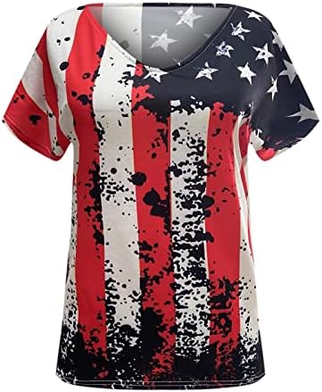 4 de julho Tshirts Shirts for Women Summer Summer Manga O-Gobes American Flag Stars Stripes
