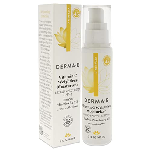 Derma-E Vitamina C Hidratante sem peso SPF 45-Creme de rosto iluminado pela pele com filtro solar UVA/UVB