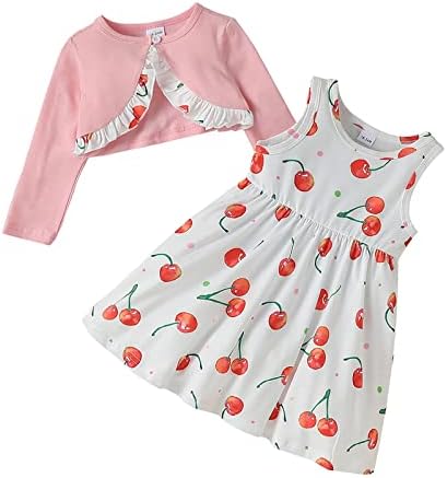 Damohony Toddler Baby Girls Dress and Cardigan Floral Dress e Bolero Shrug Spring Dress Summer Dress