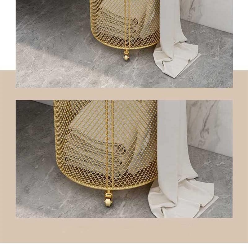 Cesto de roupas sujas de metal sxnbh com rodas sujas cilindros cilindros cestas de cesta de banheiro