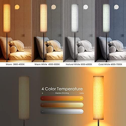 Lâmpada de litomia, 4 temperatura de cor moderna lâmpada em pé, luminárias de piso de controle remoto escuros