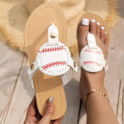 Sandálias de beisebol de moda feminina de verão de Ujicde chinelos planos abertos de dedão de pé