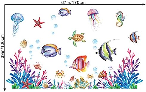 RW-1064 Decalques de parede dos animais oceânicos 3D Os animais marinhos submarinos adesivos de parede