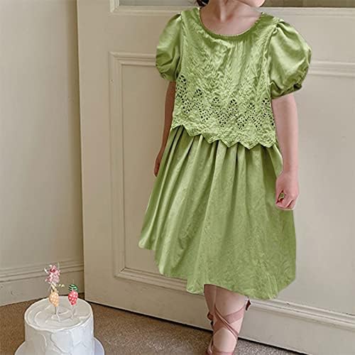 Roupas infantis Flower Lace Girls Dress Summer Skim de mangas curtas Casa de algodão Presentes doces por 4 anos