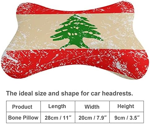 Almofada do pescoço do carro da bandeira retro libanesa 2 PCs Coscão de cabeça respirável Coscada universal Pescoço