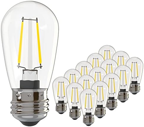 Banord 15 pacote de pacote de embalagem 2W S14 Substituição lâmpadas LED, 2700k Luzes de filamentos de led de led