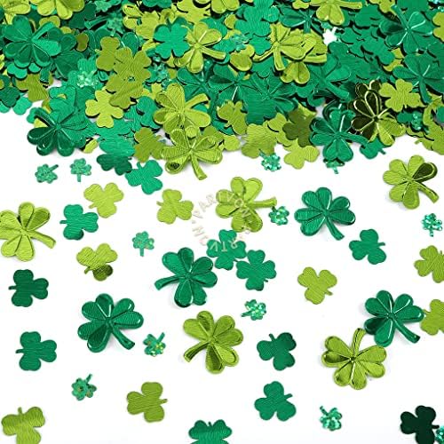 Decorações de mesa do dia de St Patricks Confetti | Confetti da festa do trevo irlandês da Shamrock Foil