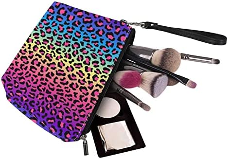 InstantArts Caso de maquiagem de leopardo colorido Rainbow Cheetah Print Zipper Bolsas de cosméticos