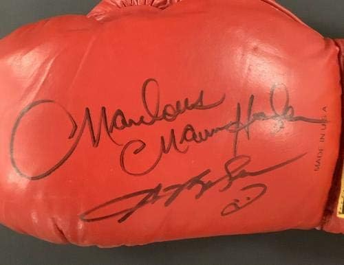 Marvin Hagler assinou luva de boxe Everlast Autograph W Sugar Ray Leonard Hof JSA - luvas de boxe autografadas