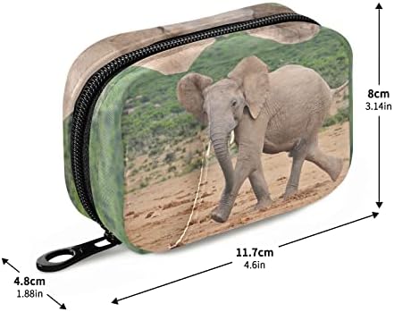 Naanle Bolsa organizadora de pílula de pílula de elefante de elefante feliz com zíper, portátil saco de caixa