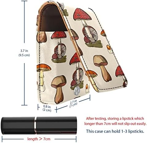 Caixa de batom de Oryuekan, bolsa de maquiagem portátil fofa bolsa cosmética, organizador de maquiagem do suporte do batom, desenho animado do padrão de cogumelos