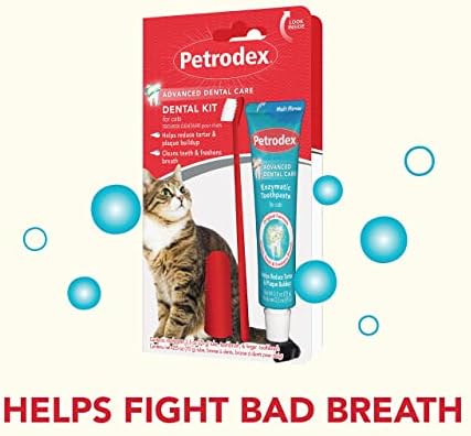 Kit de atendimento odontológico Petrodex para gatos, escova de dentes de gato e pasta de dente, pasta de dente