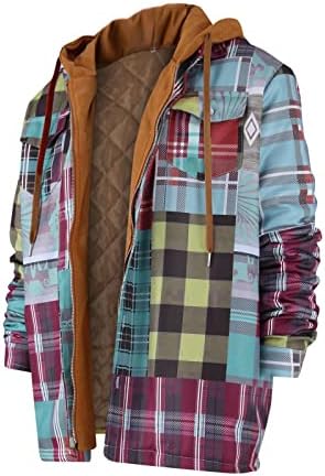 Jaquetas para homens ladeados de botão para baixo camisa xadrez Adicionar veludo para manter jaqueta