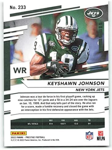 2022 Panini Prestige 233 Keyshawn Johnson New York Jets NFL Football Trading Card