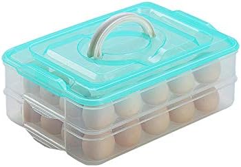 Bandeja de ovos de Tian Chen Chen com tampa, 2 camadas, recipiente de armazenamento de alimentos com alça,