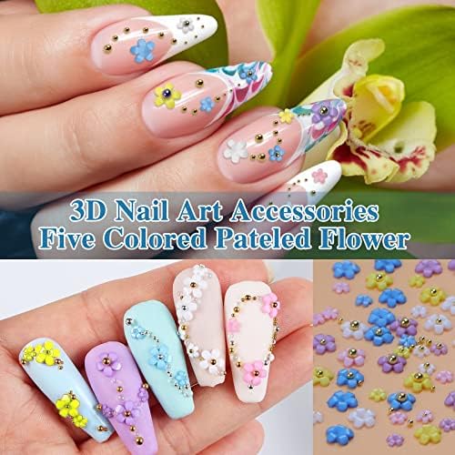 5 pacote 3d Flowers Nail Art Charme Rhinestones, adesivos de acrílico adesivos de unhas, Decorações de