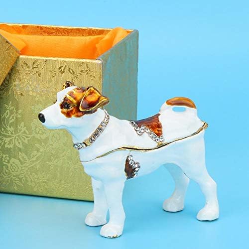 Caixa de jóias portátil Mini Jóias Caixa de bugigangas Diamantes brilhantes decoração de cães artesanato