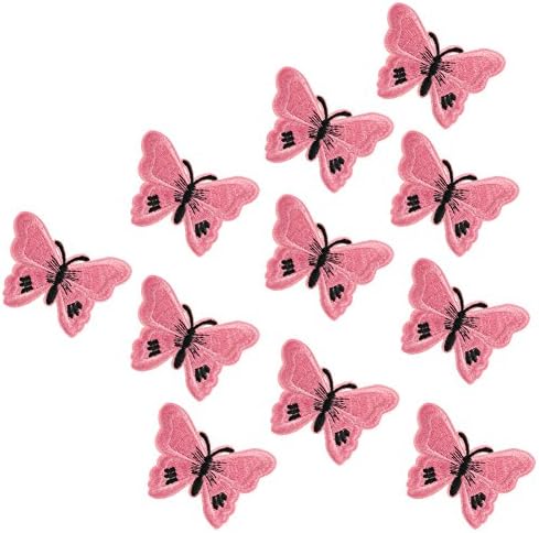Xunhui rosa bordado borboleta remendo de ferro na roupa Insetos adesivo para vestuário Diy Butterflies Patches