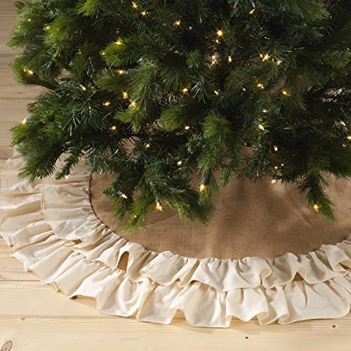Fennco Styles Sidonia algodão e juta Ruffled Holiday Decor Salia de árvore de Natal, uma peça