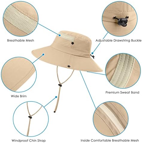 3 pacote de pacote masculino chapéu de sol do sol UV Capéu de pesca ao ar livre para caminhadas Safari