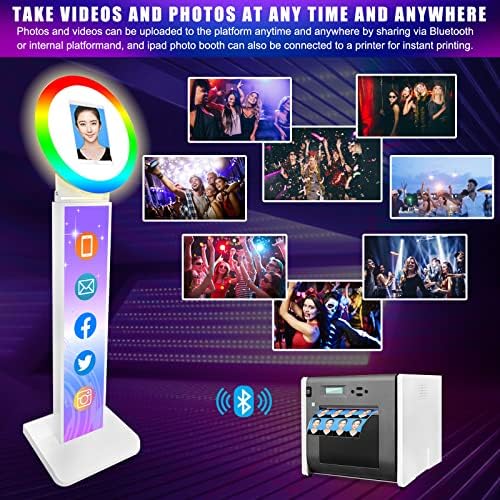 Booth Photo portátil, RXFSP Selfie Photobooth Machine para iPad de 12,9 '', luz do anel RGB,