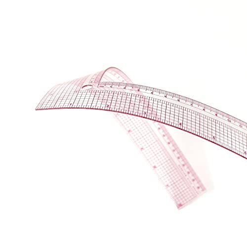 Régua de curva francesa Kearing, régua de costura de plástico de 8 polegadas e 12 polegadas para