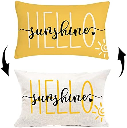 Behoneybee Hello Sunshine Farmhouse Lombar Amarelo Pillow Capa da primavera Decorações de verão Caso