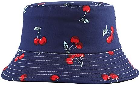 Zlyc Unisex Print Bucket Hat for Women Summer Reversível Capinho de Lado Duas-Lado
