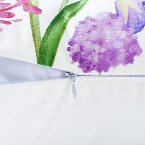 BONHAUSE Spring Floral Throw Capas de travesseiro de 18 x 18 polegadas conjunto de 4 Narcissus iris flor