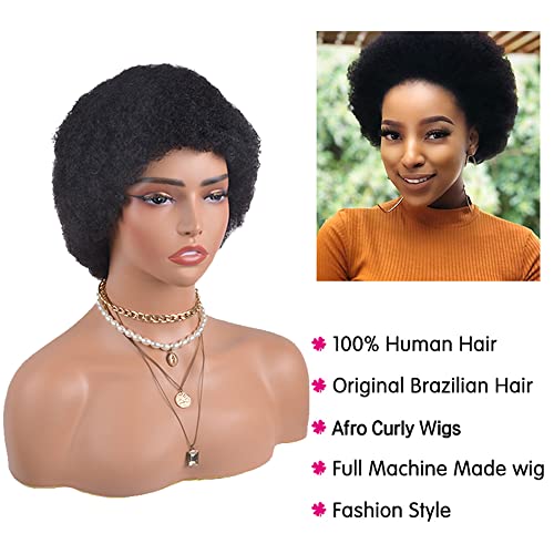 Besteffie curto afro perucas cacheadas para mulheres negras peruca de cabelo humano curto cache