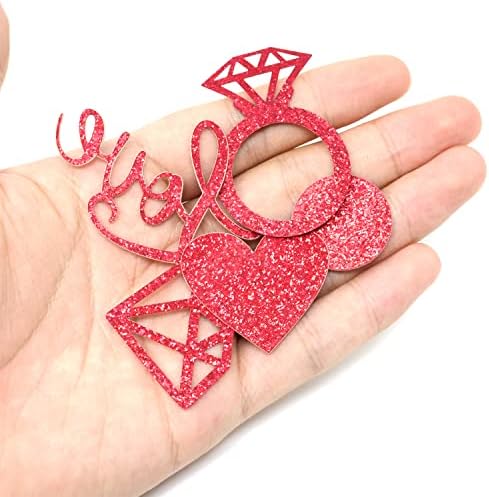 Honbay 100pcs Red Love Heart Diamond Ring Glitter Confetti, Confetti de mesa, Polvilhe confete,
