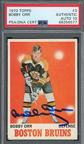 Bobby Orr autografou 1970 Topps Hockey Card 3 Auto PSA 10 68356577