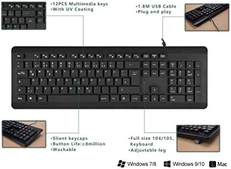 Teclado de ondas de caixa compatível com Acer Aspire 5 - Aquaproof teclado USB, teclado USB de água