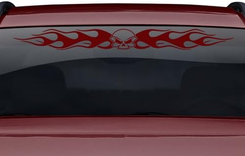 Criações pegajosas Design 100-01 Skull Flame Fire Flaming Windshield Decalador adesivo vinil traseiro traseiro