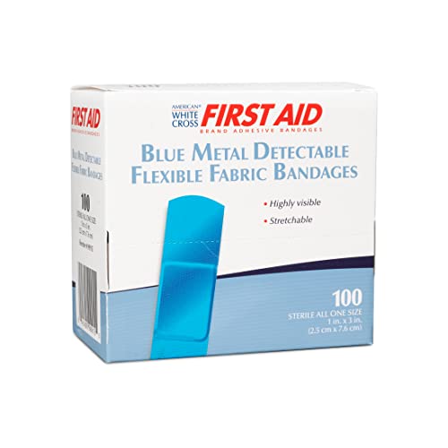 Tiras adesivas detectáveis ​​de metal azul branco americano, estéril, leve, 1 x 3