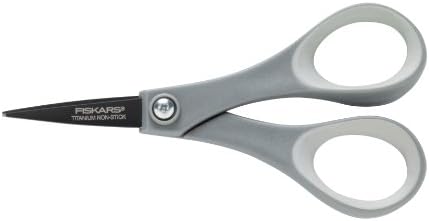 Fiskars 154110-1001 Titanium Softgrip Detalhe Scissors, 5 polegadas, cinza